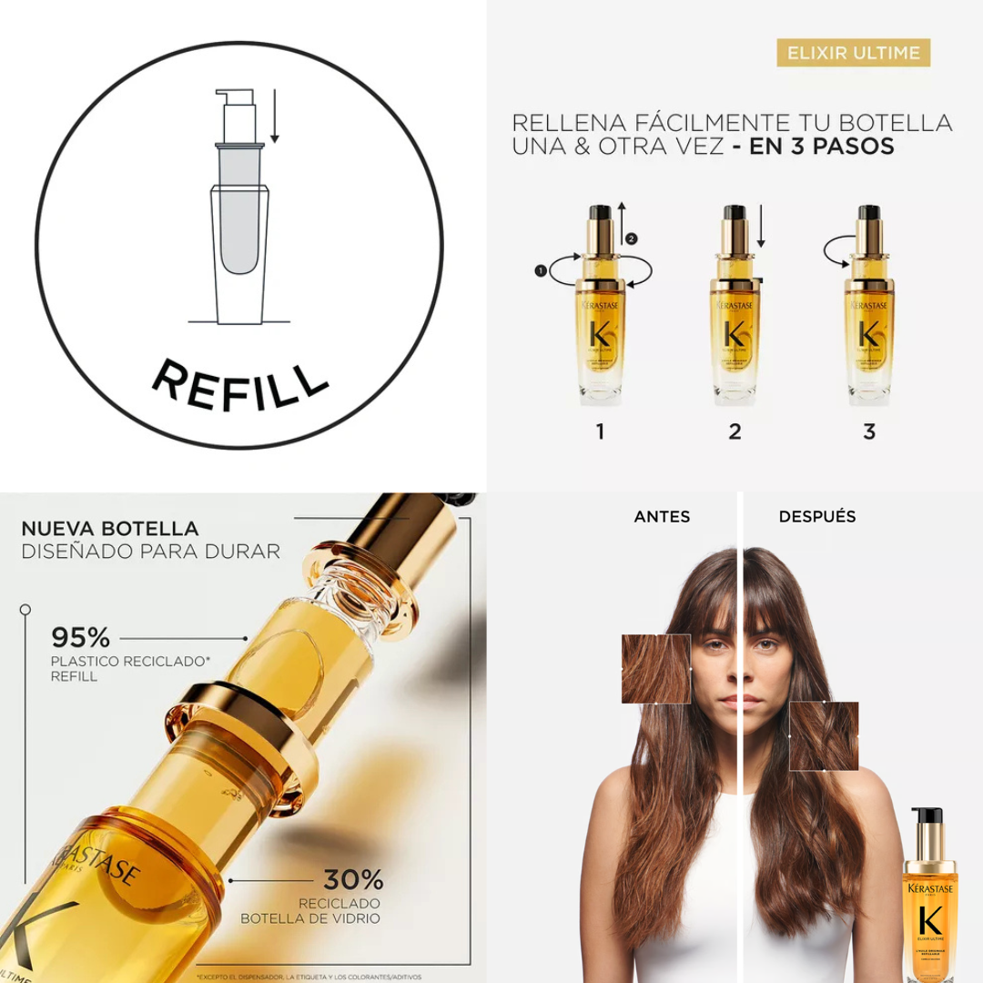 Repuesto Aceite Termo Protector Kérastase Elixir Ultime L'Huile Refill Brillo Intenso 75ml - Imagen 5