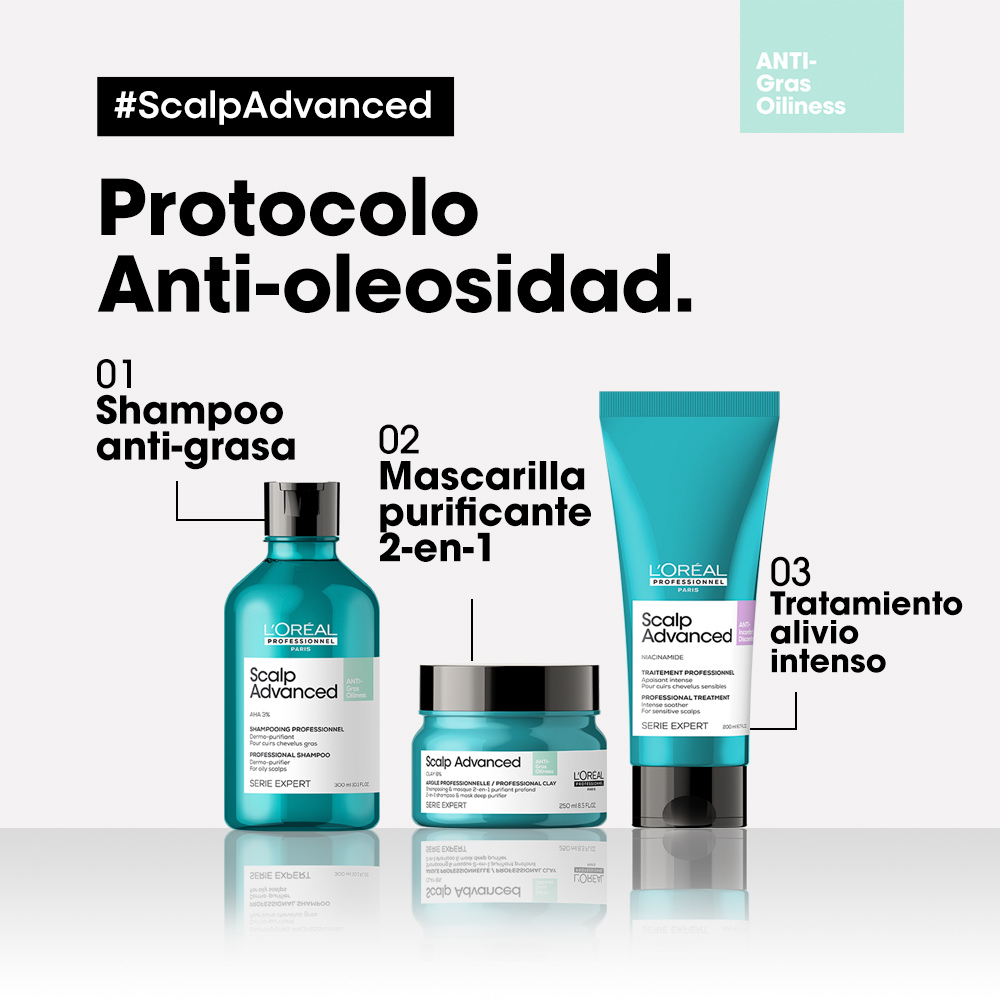 Arcilla Purificante 2 en 1 Cuero Cabelludo Graso Scalp Advanced L’Oreal Serie Expert 250ml - Imagen 5