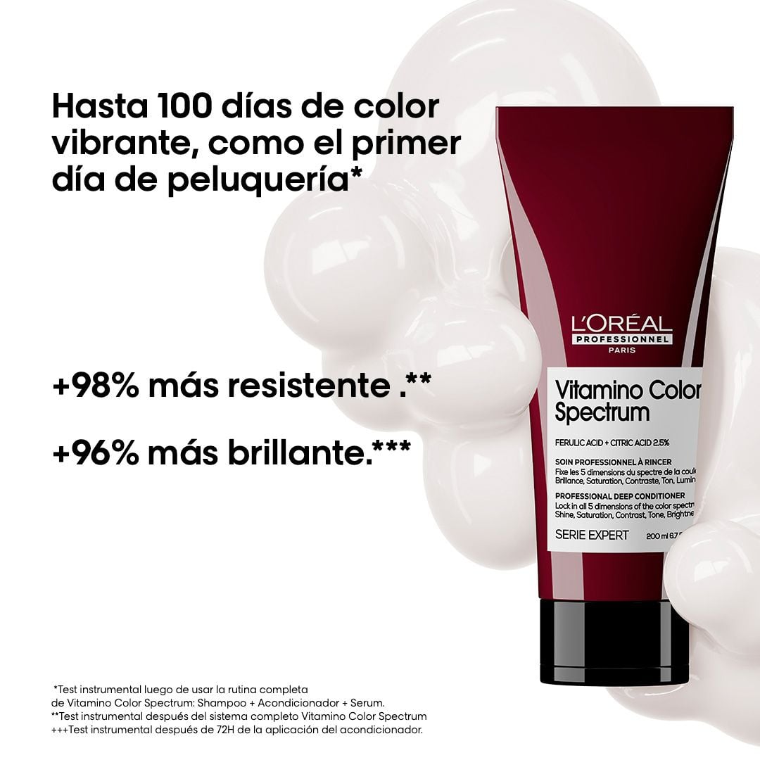 Rutina para Proteger y Fijar el Color VITAMINO COLOR SPECTRUM L’Oreal Serie Expert (Cabello de Fino a Medio) - Imagen 4