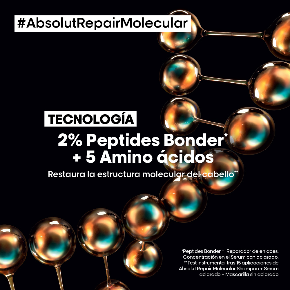 Rutina Completa para Reparar Cabello muy Dañado ABSOLUT REPAIR MOLECULAR L’Oreal Serie Expert (Termo Protector 50ml) - Imagen 9