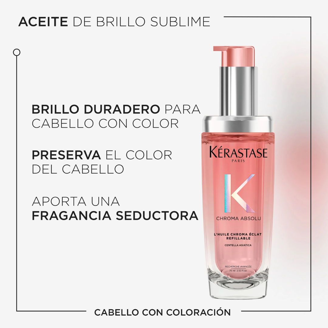Repuesto Aceite Termo Protector para Cuidado del Color L' Huile Chroma Éclat - Recargable 75ml - Imagen 2