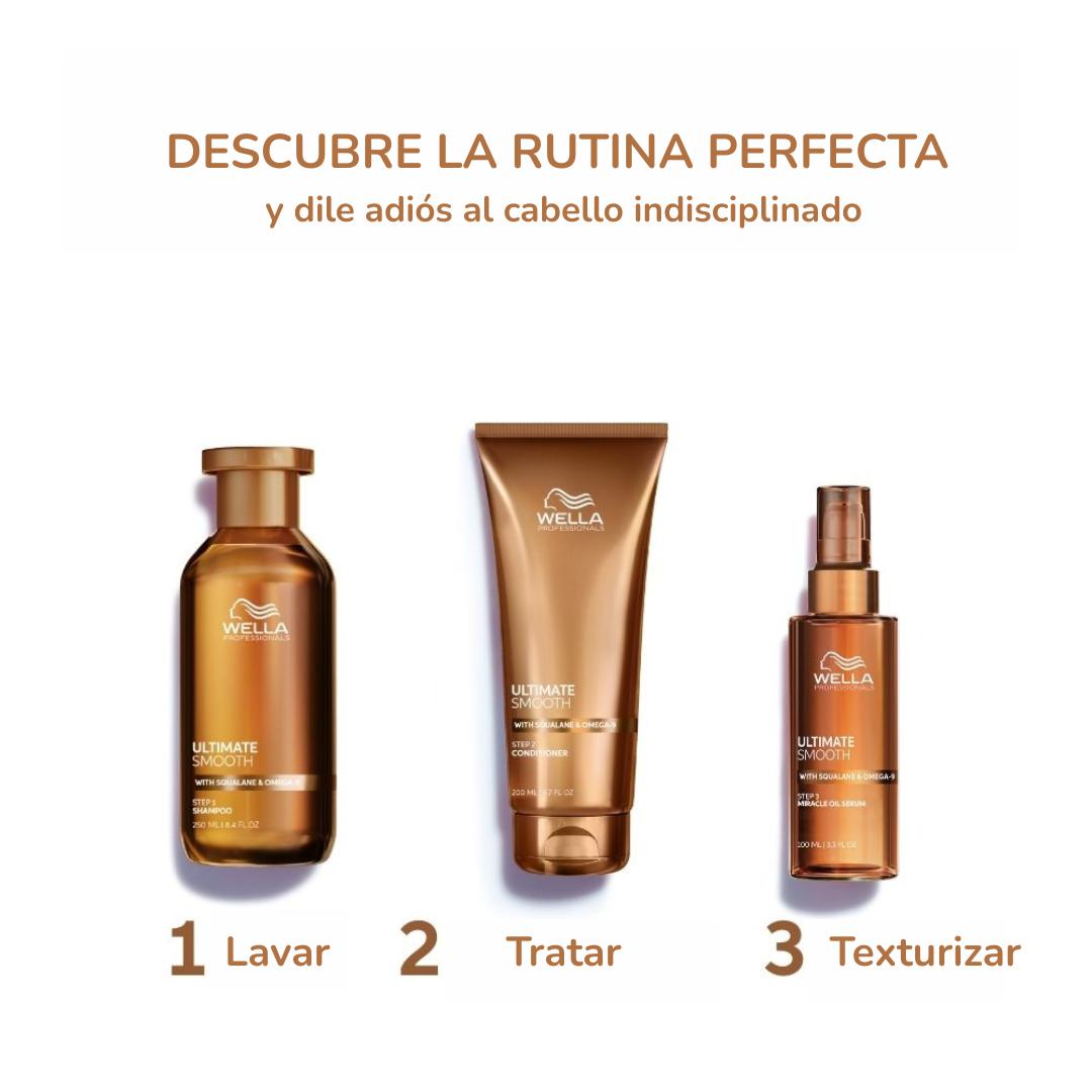 Acondicionador Nutritivo y Suavizante para Cabello Seco, Indisciplinado y sin Brillo Wella Ultimate Smooth 200ml (Paso 2) - Imagen 4