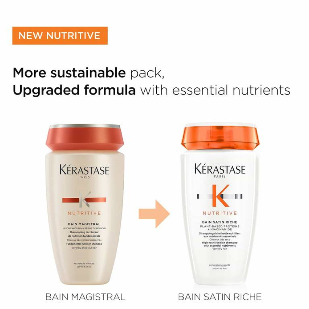 Shampoo Altamente Nutritivo e Hidratante Bain Satin Riche Kérastase 250ml Para Cabello Muy Seco - Imagen 3