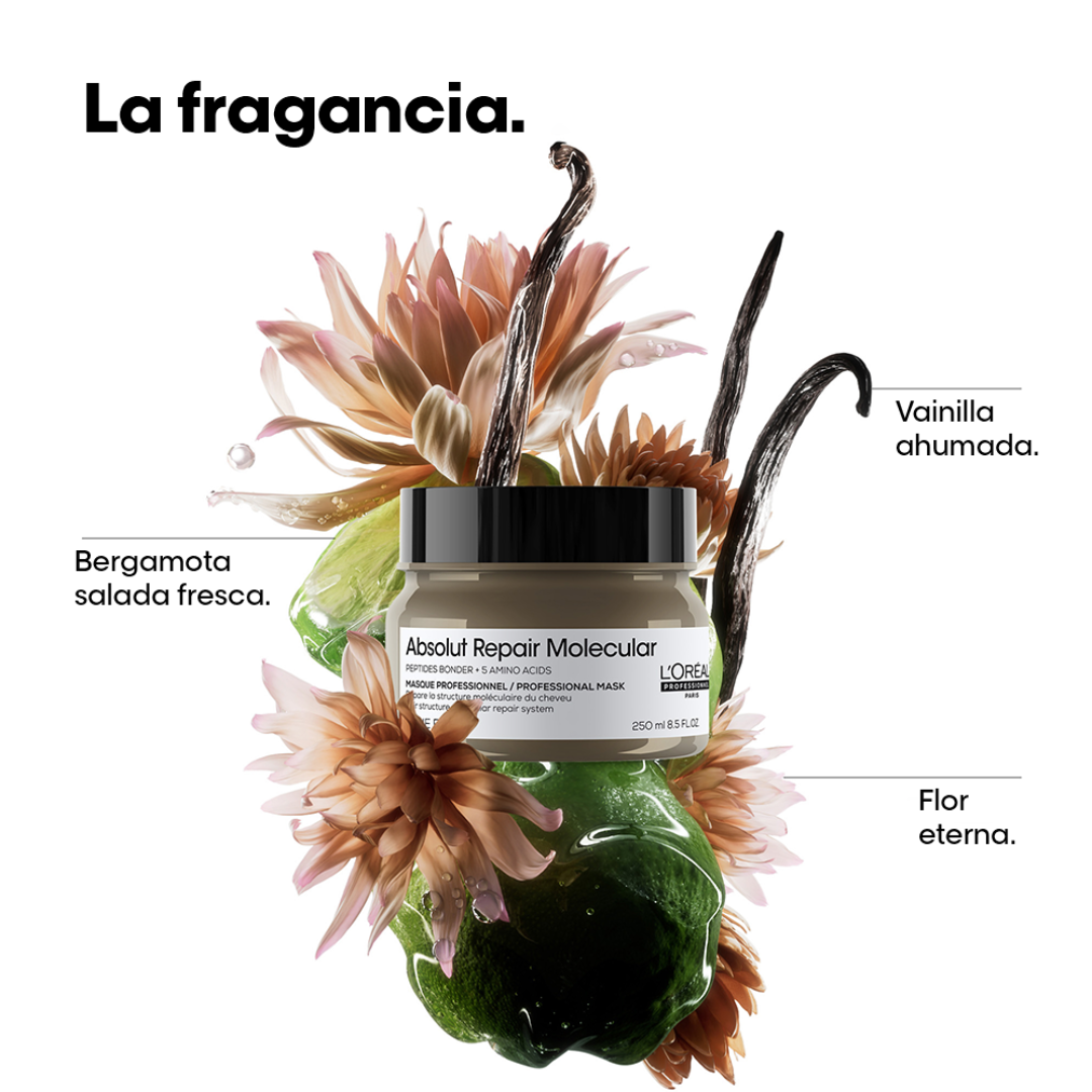 Mascarilla ABSOLUT REPAIR MOLECULAR para Reparación de Cabello Dañado L’Oreal Serie Expert 250ml - Imagen 3