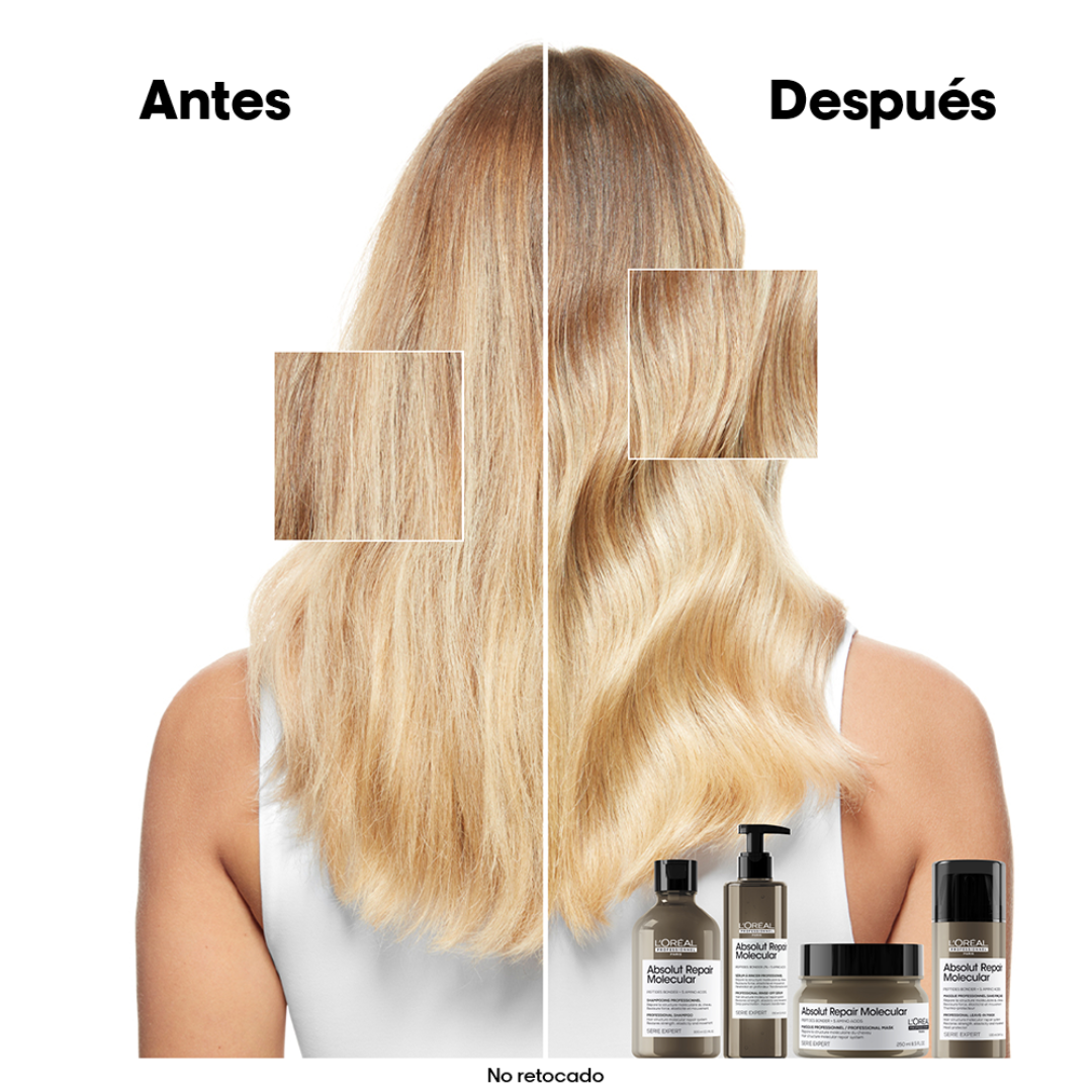 Mascarilla ABSOLUT REPAIR MOLECULAR para Reparación de Cabello Dañado L’Oreal Serie Expert 250ml - Imagen 5