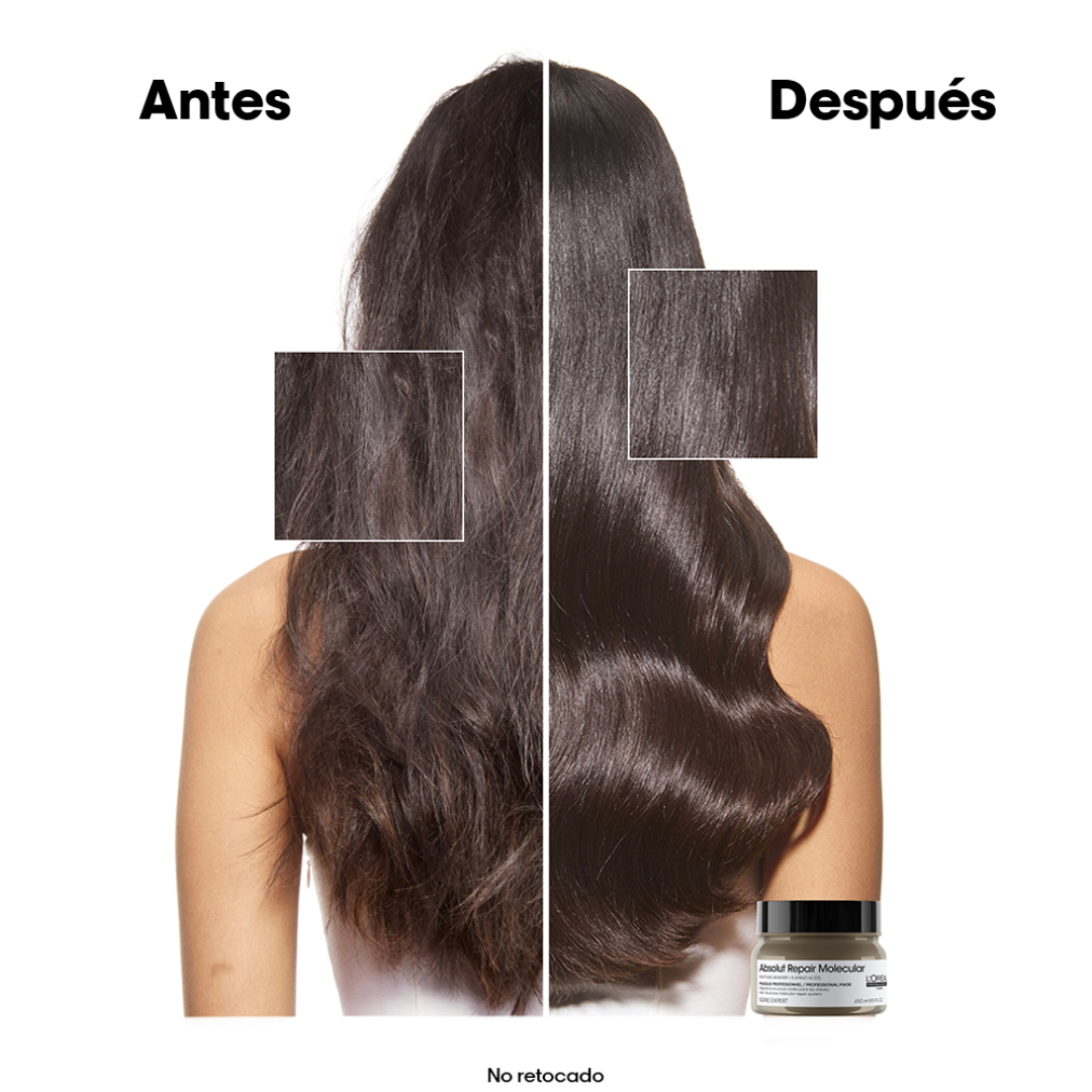 Mascarilla ABSOLUT REPAIR MOLECULAR para Reparación de Cabello Dañado L’Oreal Serie Expert 250ml - Imagen 6