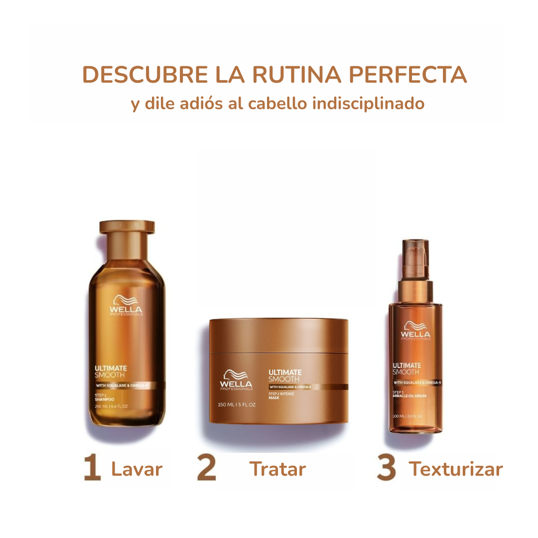 Mascarilla Intensa Suavizante y Nutritiva para Cabello Seco, Indisciplinado y sin Brillo Wella Ultimate Smooth 150ml (Paso 2) - Imagen 3
