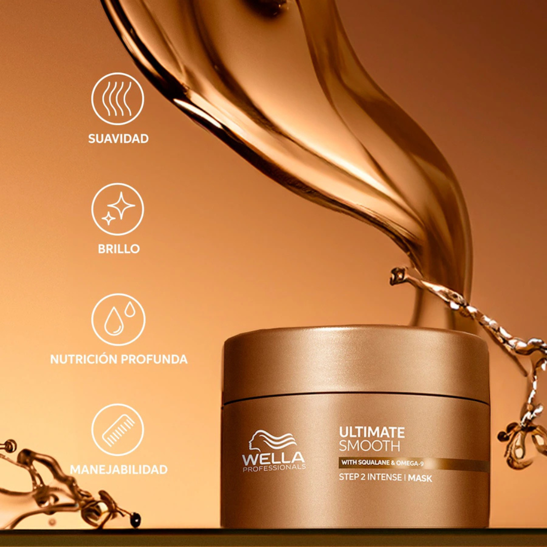 Mascarilla Intensa Suavizante y Nutritiva para Cabello Seco, Indisciplinado y sin Brillo Wella Ultimate Smooth 150ml (Paso 2) - Imagen 2