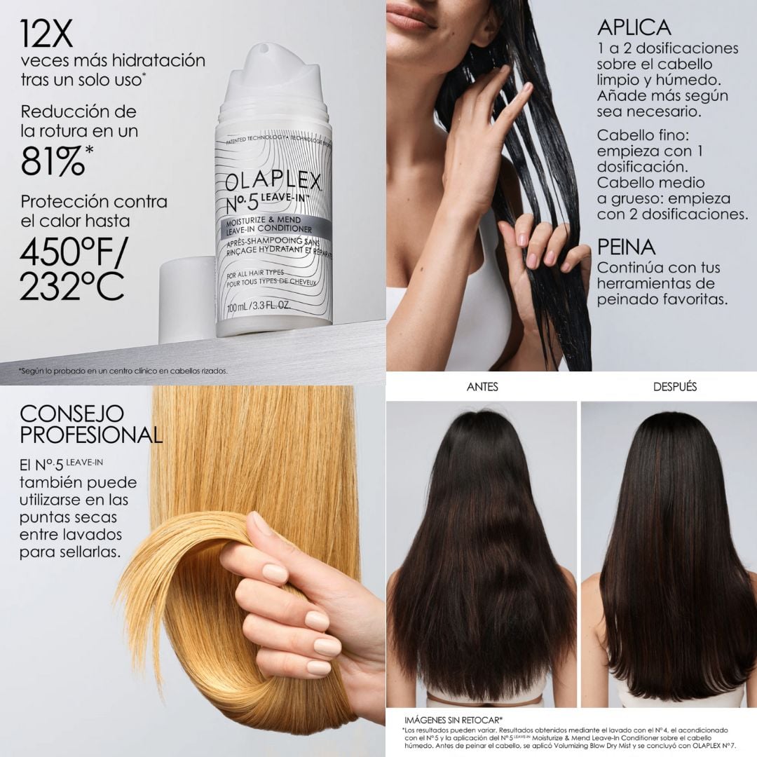 Set para Reparar, Acondicionar y Proteger Olaplex N°4 250ml y N°5 Leave-In Acondicionador Termo Protector Portable 100ml - Imagen 2