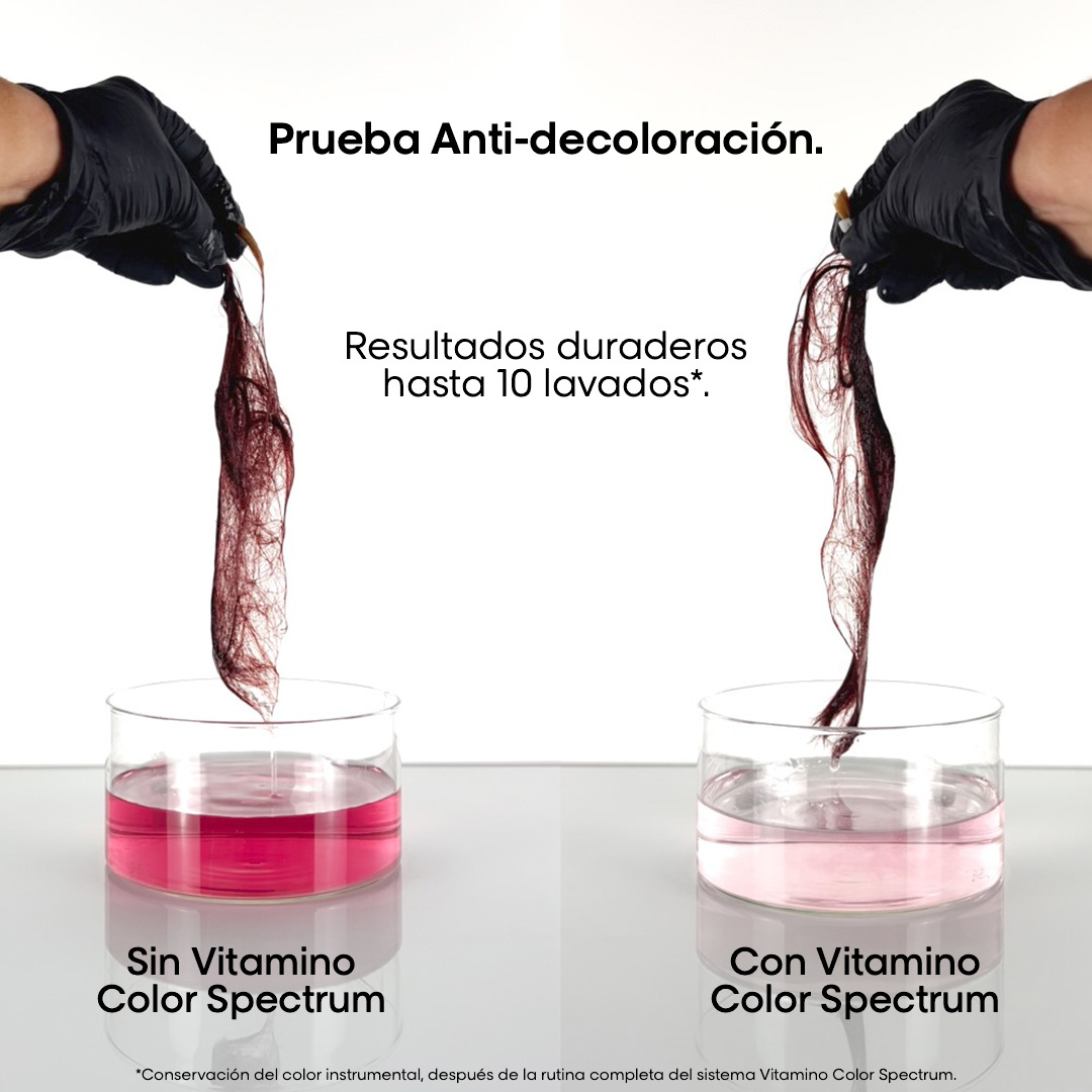 Shampoo para Proteger y Fijar el Color VITAMINO COLOR SPECTRUM L’Oreal Serie Expert 100ml (Tamaño Viajero) - Imagen 4