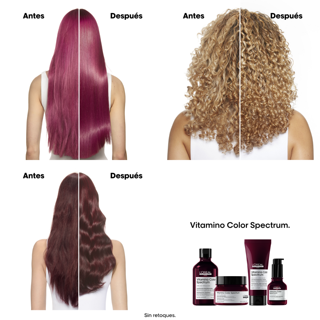 Shampoo para Proteger y Fijar el Color VITAMINO COLOR SPECTRUM L’Oreal Serie Expert 100ml (Tamaño Viajero) - Imagen 5