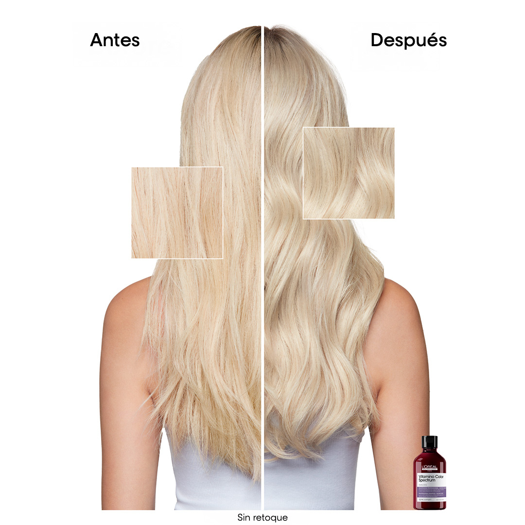 Shampoo Morado para Neutralizar Tonos Amarillos VITAMINO COLOR SPECTRUM L’Oreal Serie Expert 300ml - Imagen 3