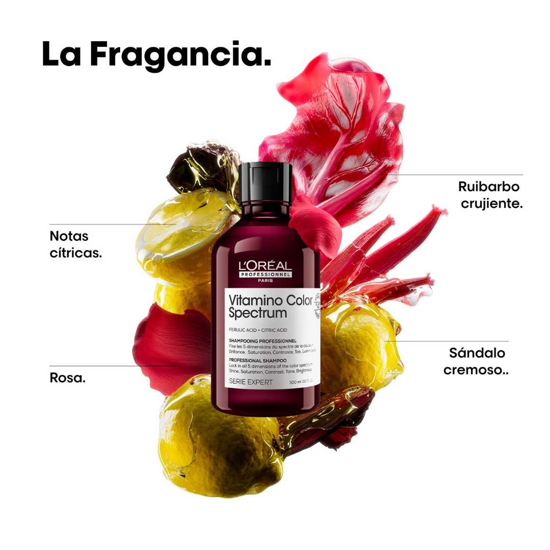 Shampoo para Proteger y Fijar el Color VITAMINO COLOR SPECTRUM L’Oreal Serie Expert 100ml (Tamaño Viajero) - Imagen 3