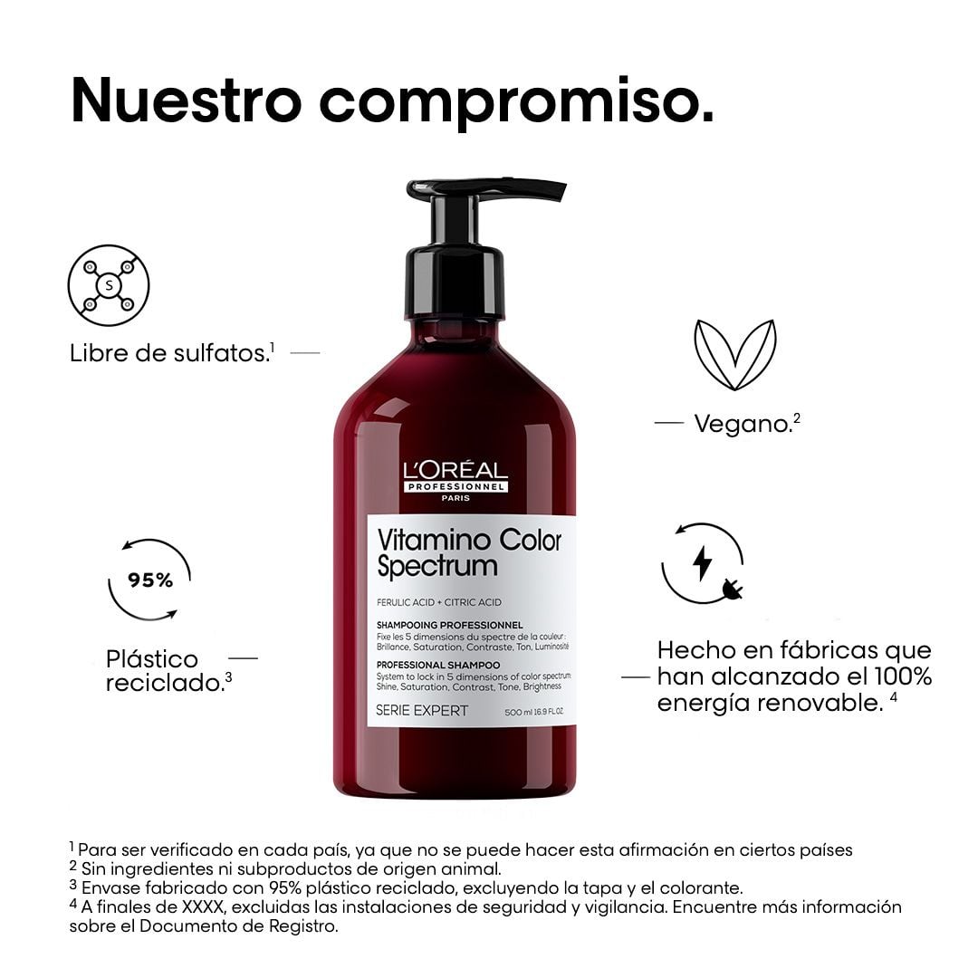 Shampoo para Proteger y Fijar el Color VITAMINO COLOR SPECTRUM L’Oreal Serie Expert 500ml - Imagen 6