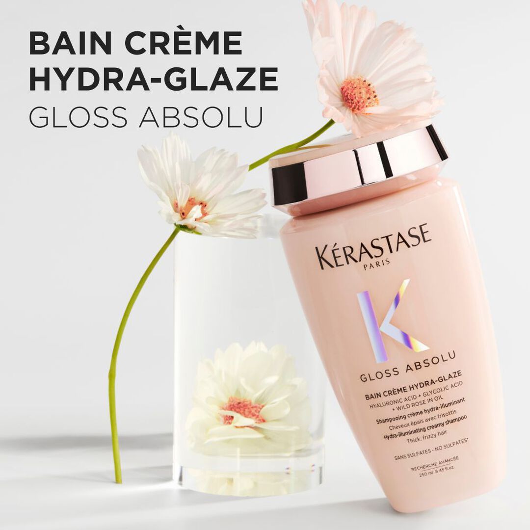 Shampoo Anti Frizz Hidratante en Crema con Efecto Brillo Kérastase Bain Gloss Absolu Hydra – Glaze 250ml (Para Cabello de Medio a Grueso) - Imagen 2