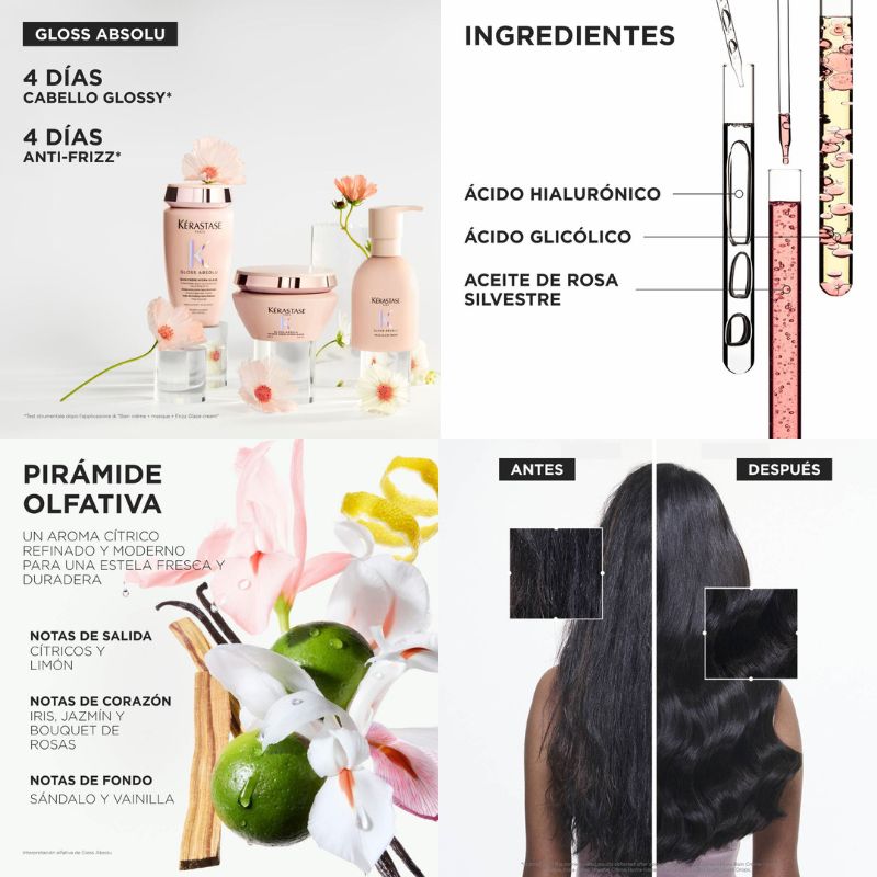 Rutina Hidratante Protectora y Anti Frizz Kérastase Gloss Absolu (Para Cabello de Medio a Grueso) - Imagen 2