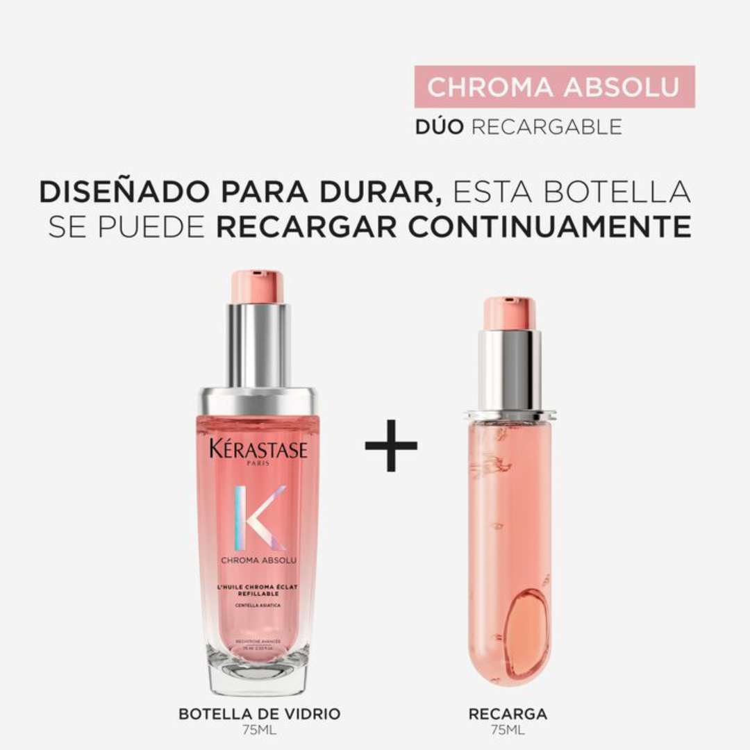 Aceite Termo Protector para Cuidado del Color L' Huile Chroma Éclat - Recargable 75ml - Imagen 5