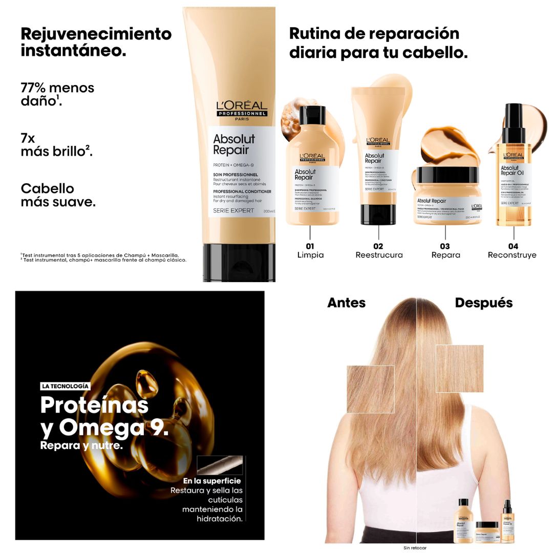 Acondicionador Absolut Repair L'Oreal Serie Expert - Cabello Dañado 200ml - Imagen 2
