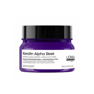 Mascarilla Disciplinante Nutritiva Anti Frizz y Control Volumen Keratin Alpha Sleek L’Oreal Serie Expert 250ml (Paso 3)