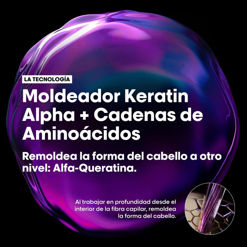 Mascarilla Disciplinante Nutritiva Anti Frizz y Control Volumen Keratin Alpha Sleek L’Oreal Serie Expert 250ml (Paso 3) - Imagen 5