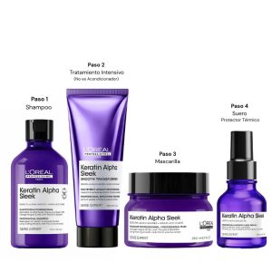 Rutina Tratamiento Anti Frizz y Control Volumen Keratin Alpha Sleek L’Oreal Serie Expert