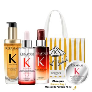 Ritual de Cuidado Total Anti Caída Anti Frizz y Protección Térmica Kérastase (Sérum Genesis Anti Caída 90ml Sérum Nocturno Nutritive 8H Magic 90ml Aceite Termo Protector Kérastase Elixir Ultime L’Huile 75ml)
