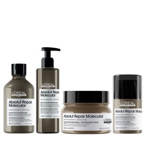 Rutina Completa para Reparar Cabello muy Dañado ABSOLUT REPAIR MOLECULAR L’Oreal Serie Expert (Termo Protector 50ml)